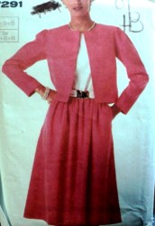 7291 EZ ELASTIC WST FLARE LS DRESS,CROP JACKET PATTERN 16-20